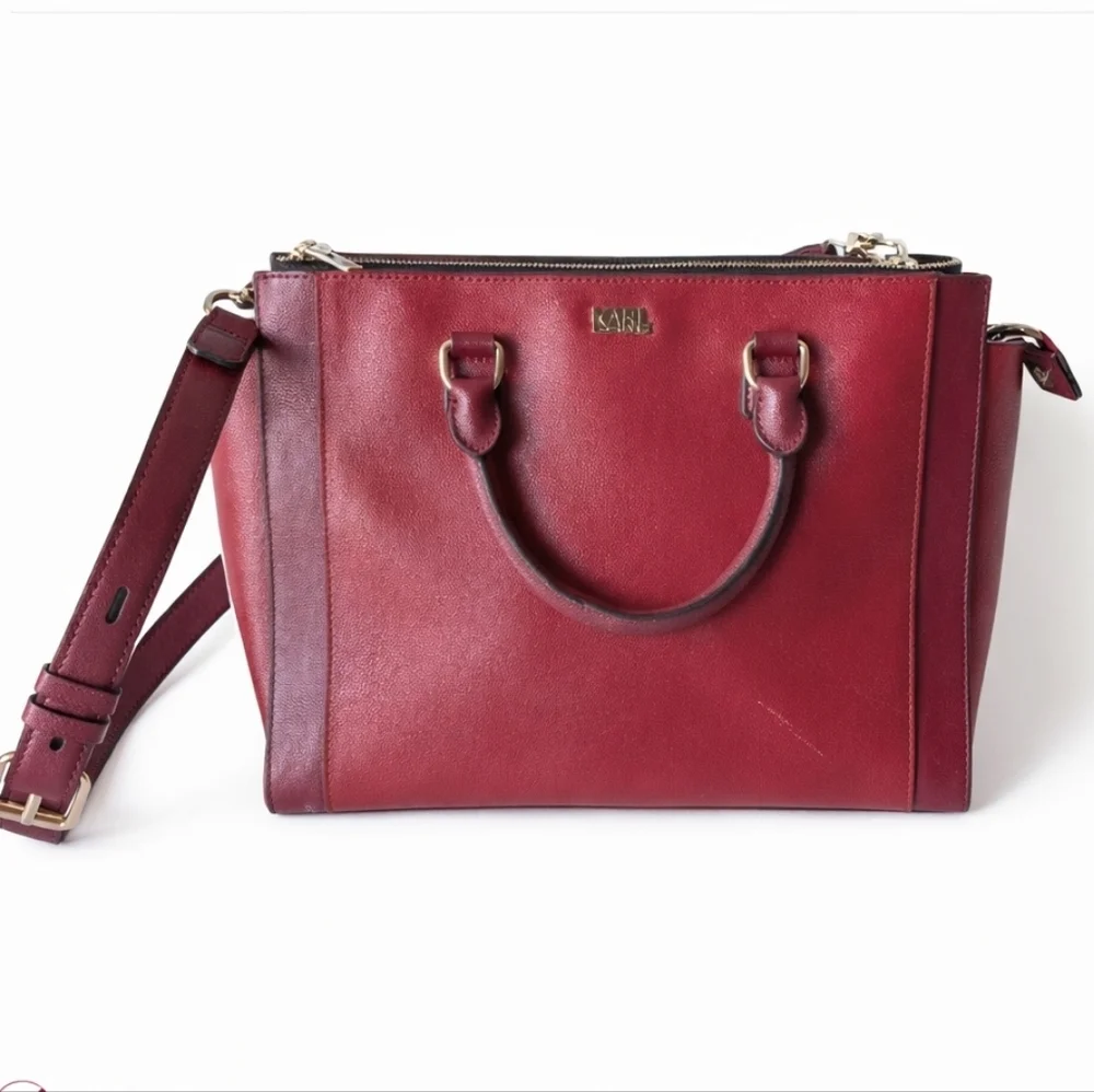 Karl Lagerfeld Saffiano Leather Satchel, Burgundy